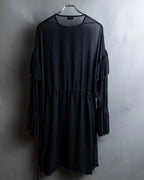 "DRIES VAN NOTTEN" Gather tiered design sheer black dress