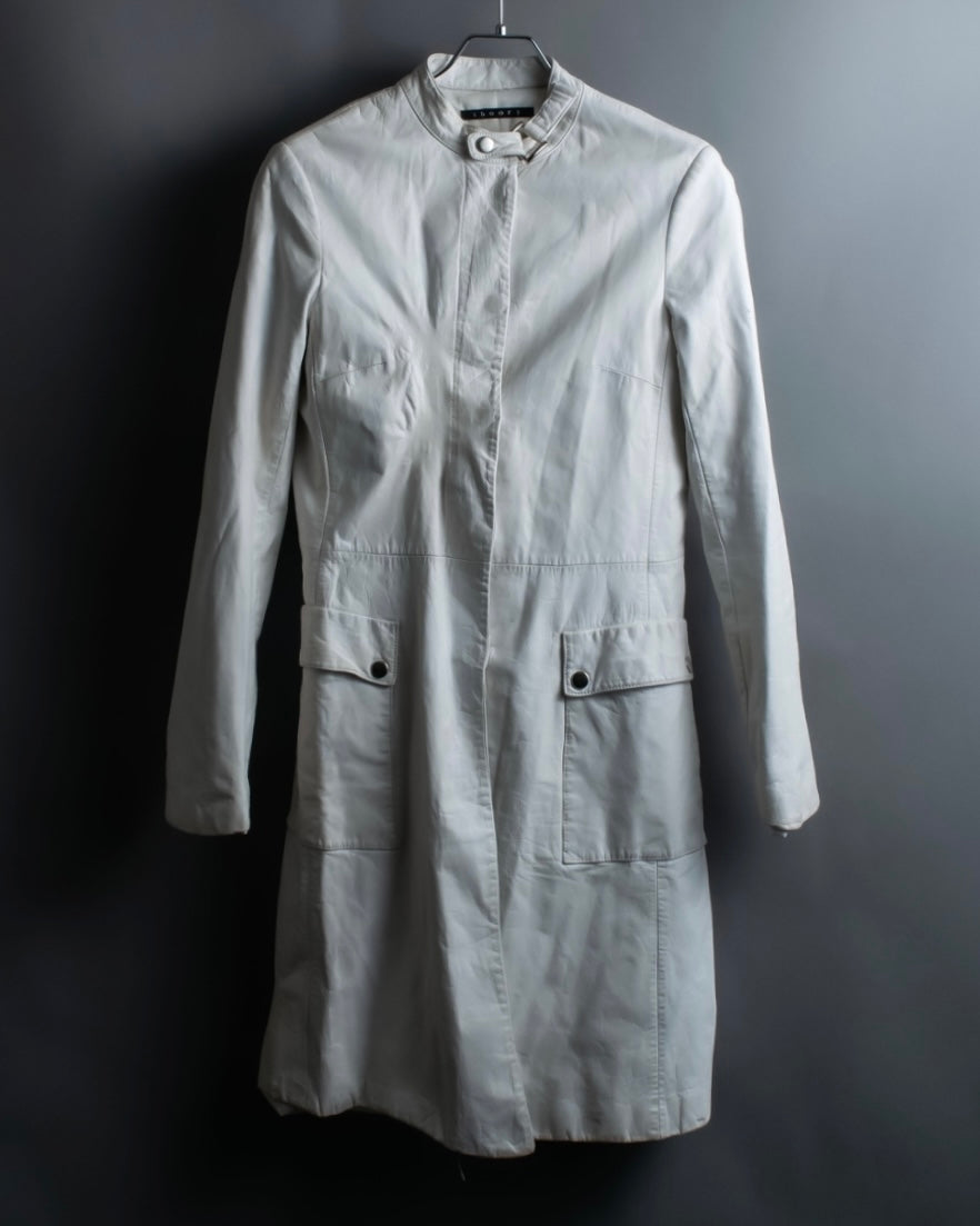 "theory" waist-shaped long leather coat