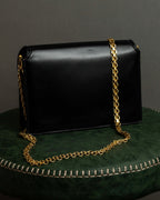 "GUCCI" Filigree vintage design chain shoulder leather bag