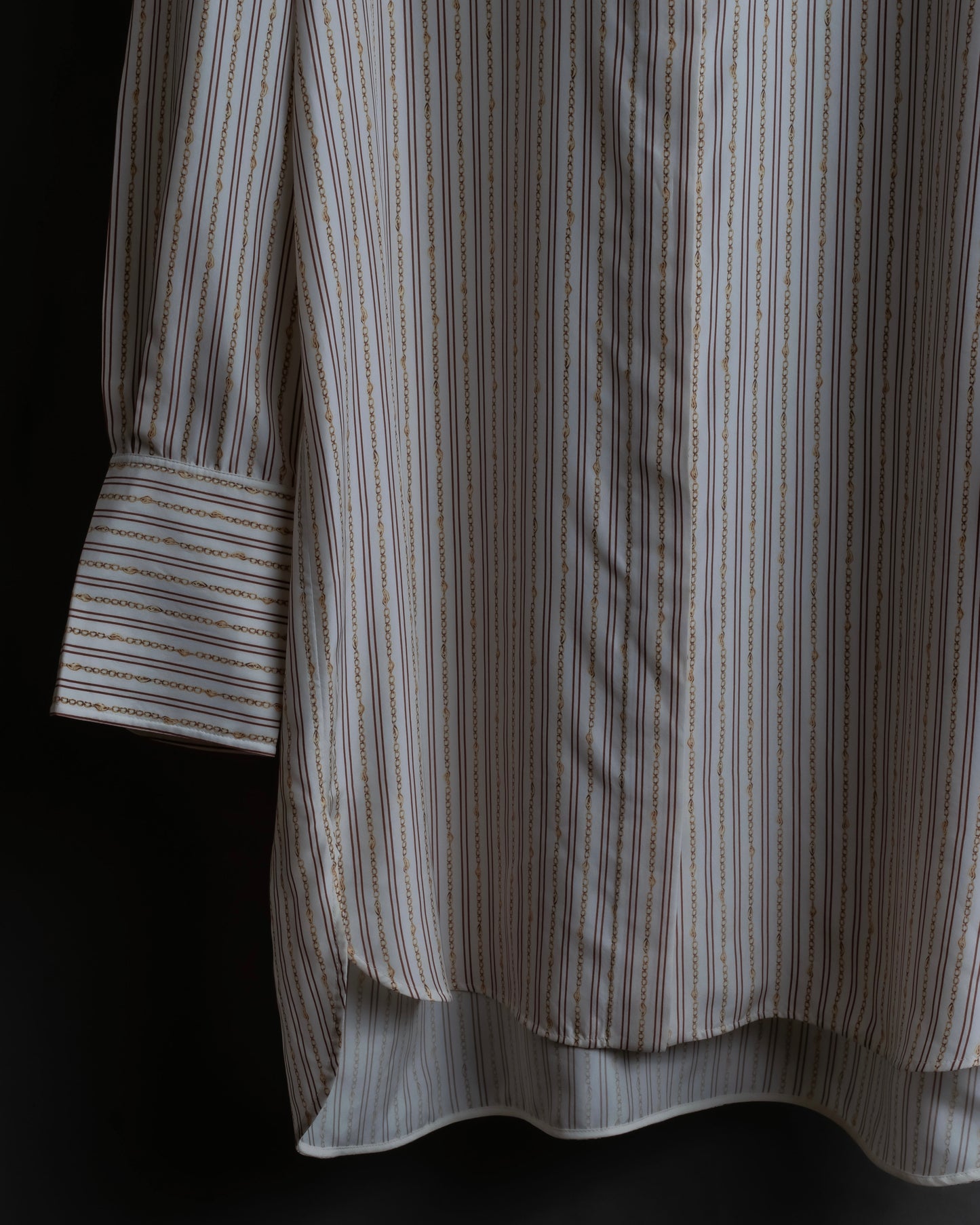 "Chloe" Chain＆stripe pattern relaxed shirt