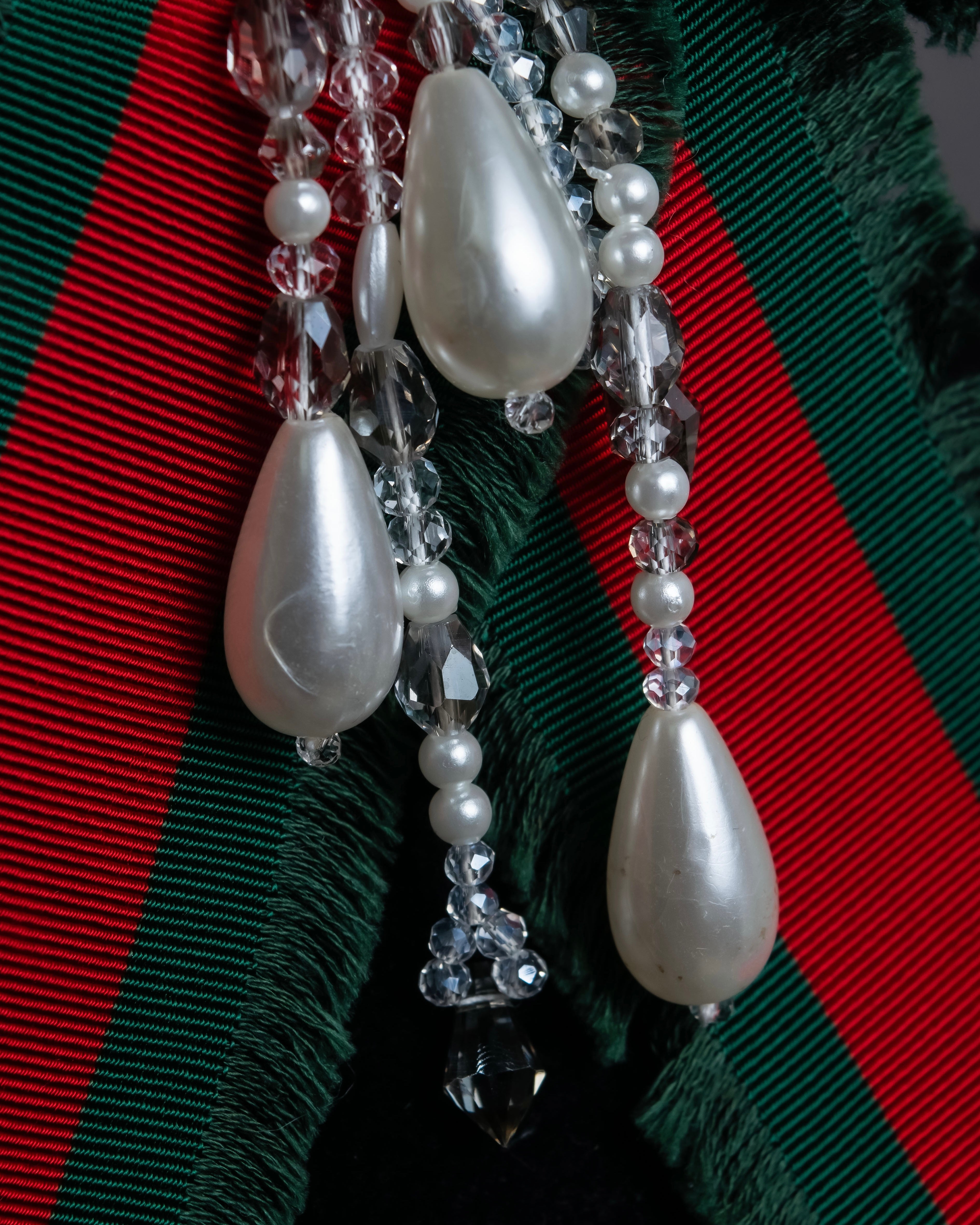 "GUCCI" Beaded design grosgrain ribbon