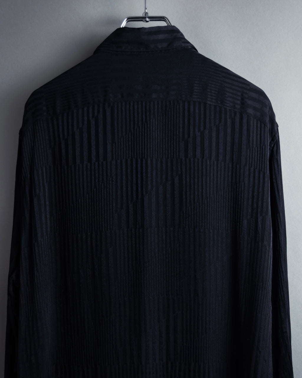 "Saint Laurent Paris" Jacquard pattern silk black shirt