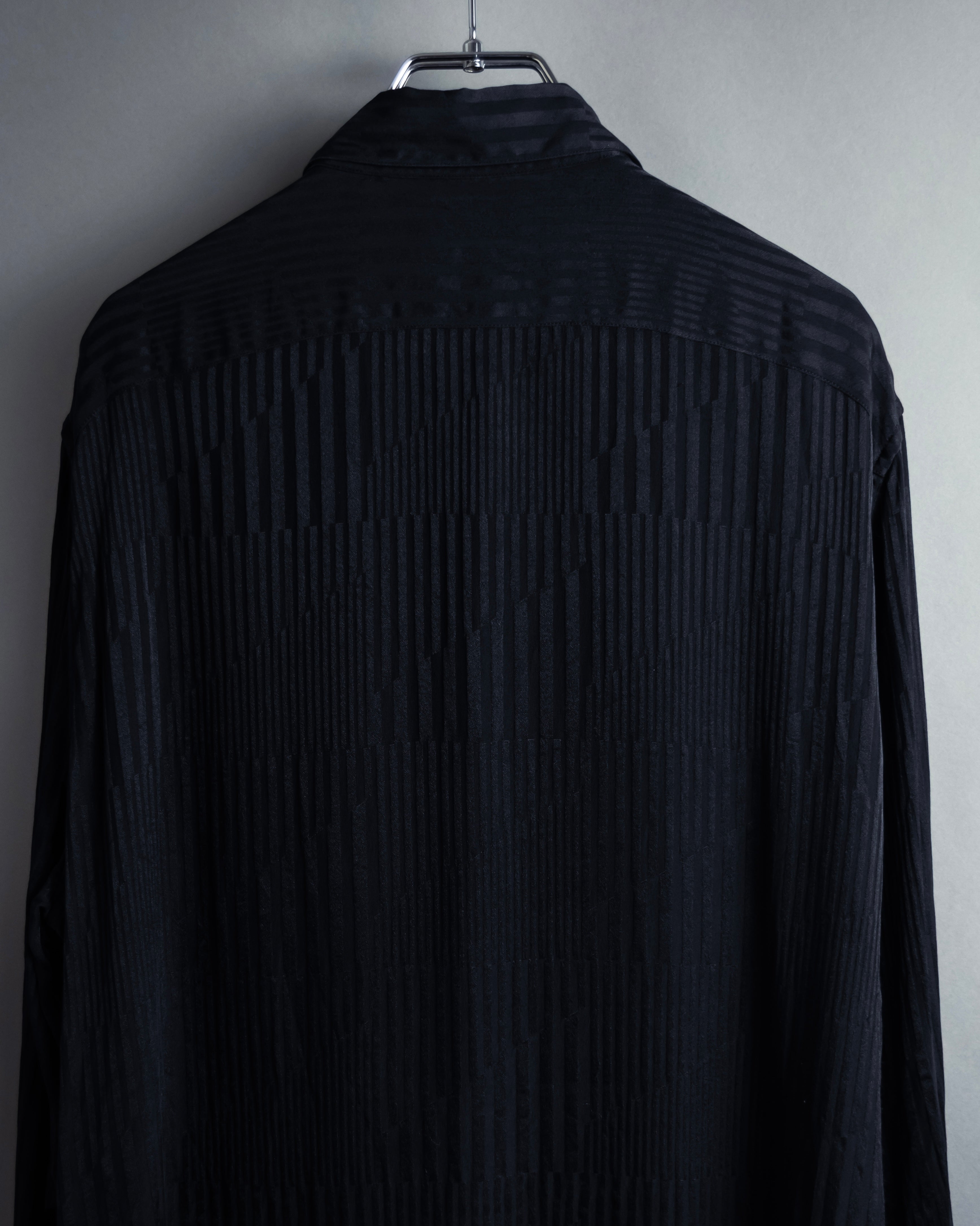 "Saint Laurent Paris" Jacquard pattern silk black shirt