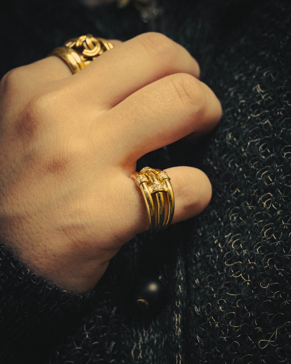 -SPECIAL- “Christian Dior” 80’s-90’s vintage 18k diamond multi-band ring