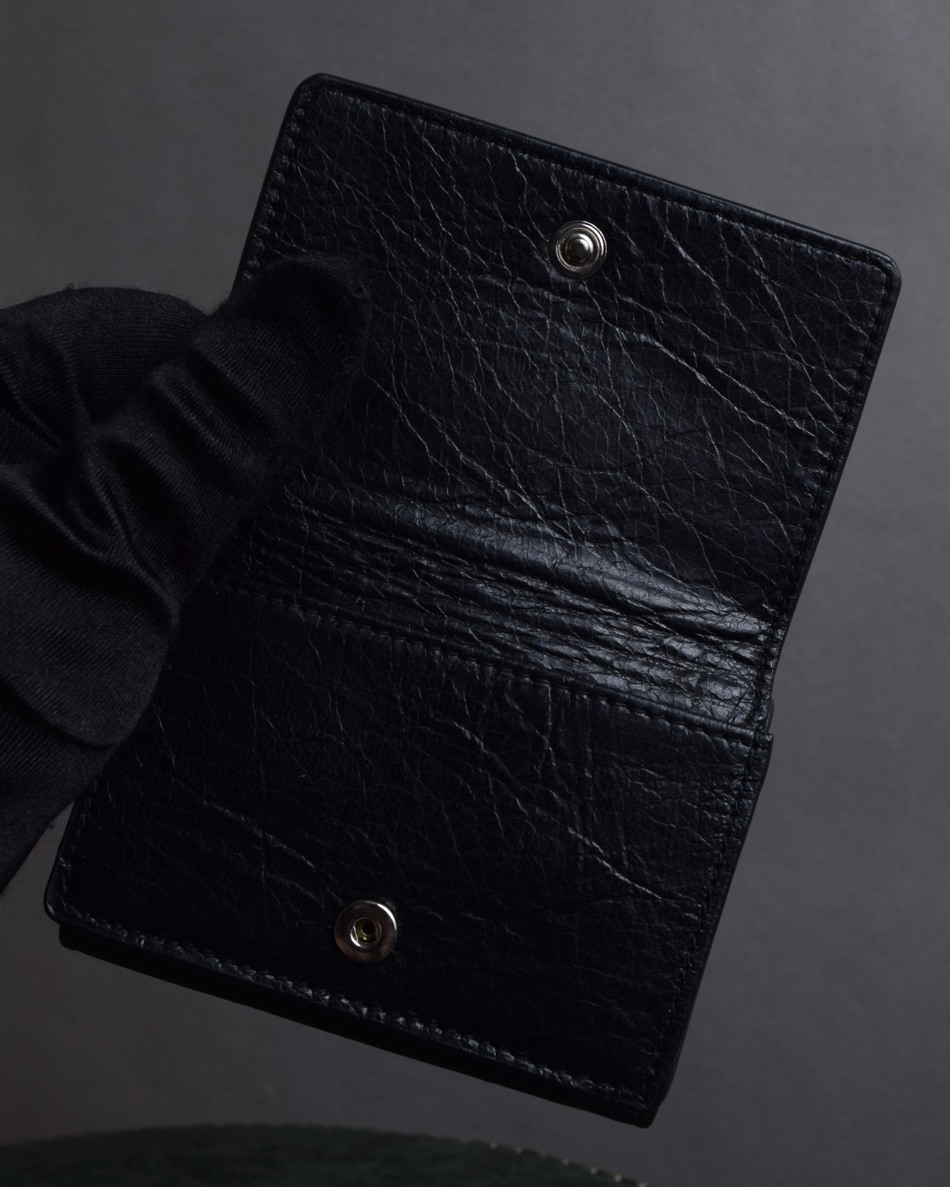 "BALENCIAGA" Motorcycle detail compact leather wallet