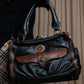 "Chloe" Horizontal design bicolor one handle leather purse bag