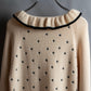 "Christian Dior" Star print frill detail cable knit tunic pullover