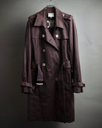"CELINE" Triomphe button design in plum brown color
 trench coat