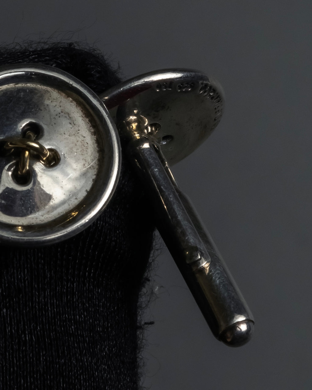"Tiffany&Co" Button motif design silver cufflinks