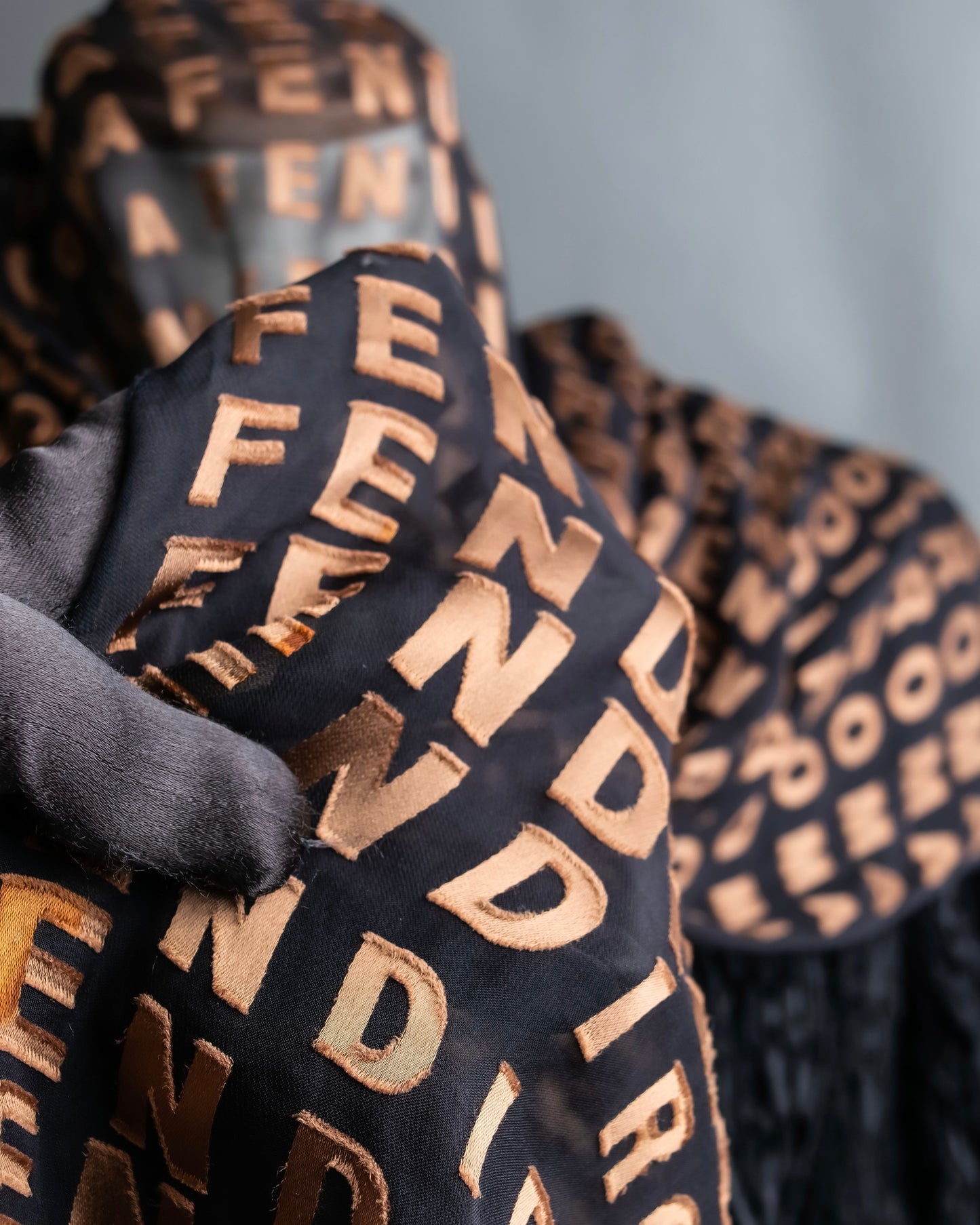 “FENDI” Silk blended logo scarf