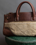 "ADMJ" Leather &amp; canvas combination 2way shoulder bag