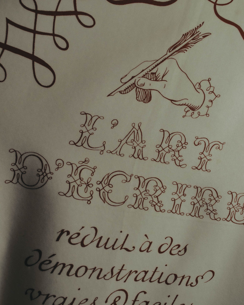"Hermès" 90's Calligraphy print silk scarf