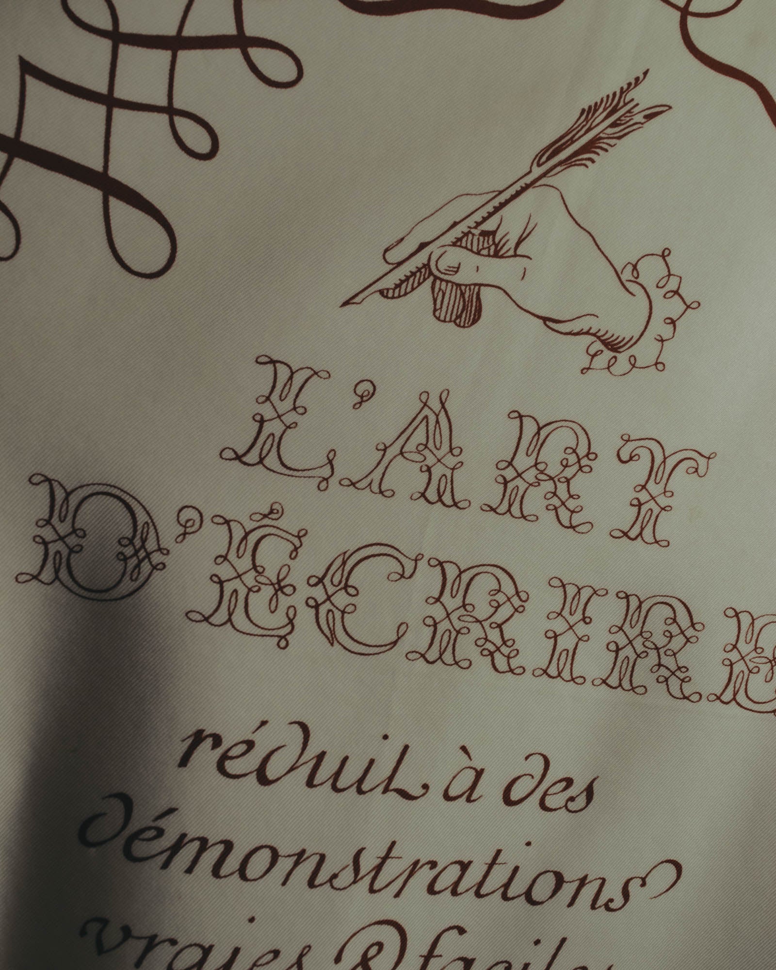 "Hermès" 90's Calligraphy print silk scarf