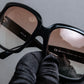 "Dior" Square frame logo engraved brown lens sunglasses