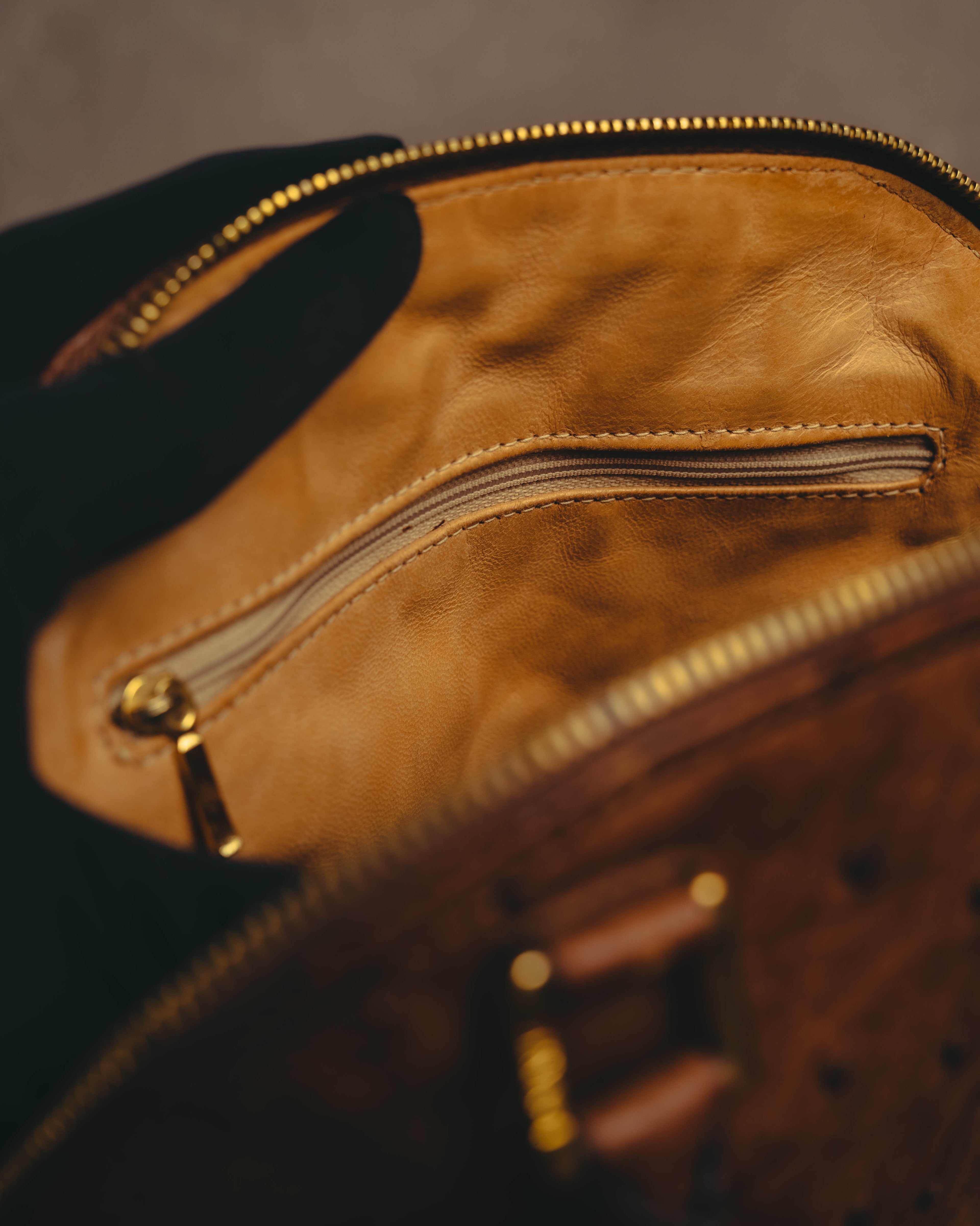 "LOEWE" 80's-90's Classic ostrich leather top handle handbag