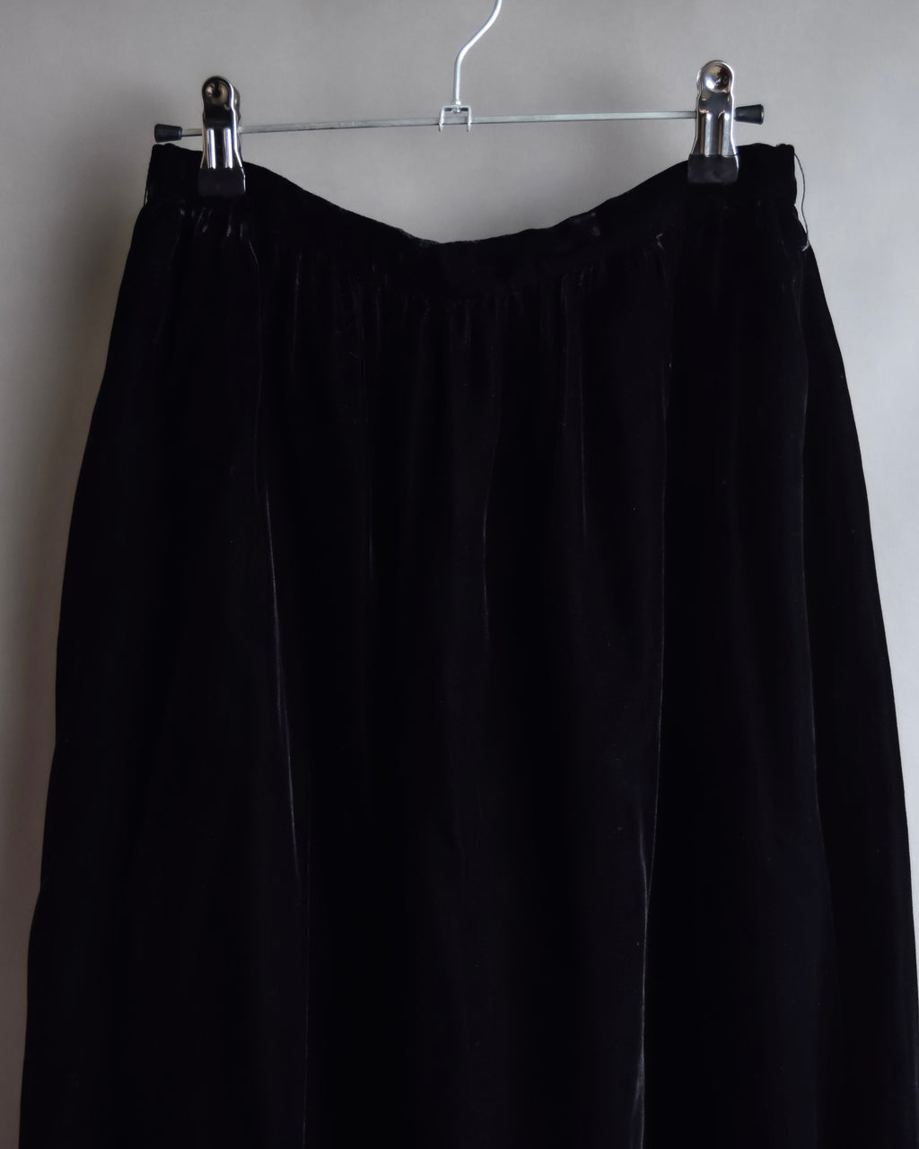 "CELINE" Pleated satin hem velvet flare skirt