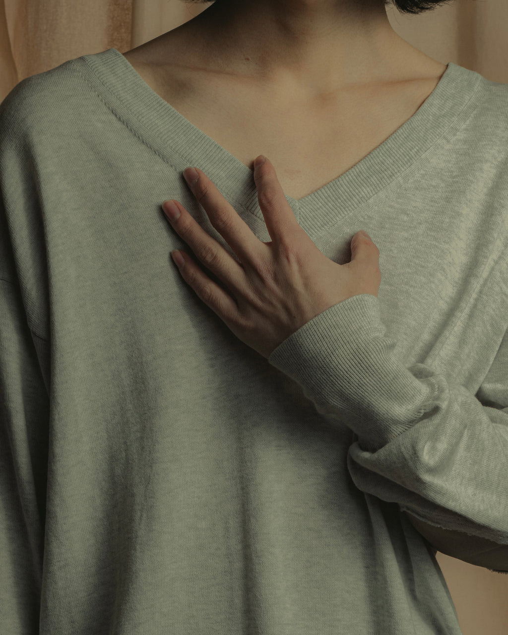 "Maison Margiela" 18SS elbow patch cotton v-neck knit