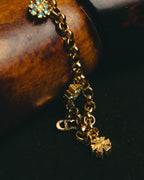 "Christian Dior" 00's-10's Floral rhinestone charm bracelet