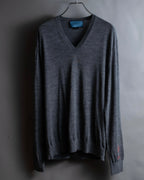 "GUCCI" Embroidered design V neck high gauge knit