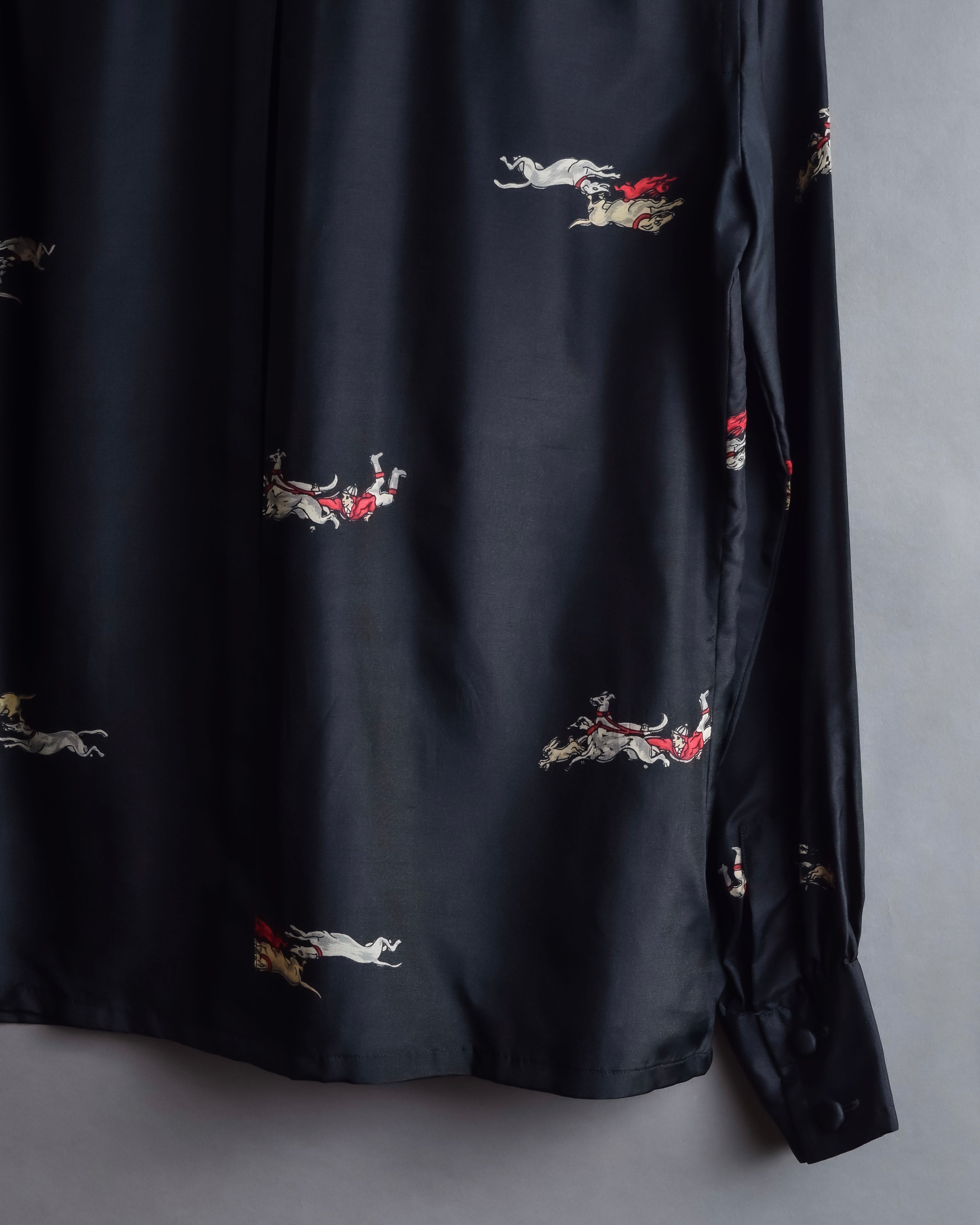 "Christian Dior" Hand painted greyhound motif silk blouse