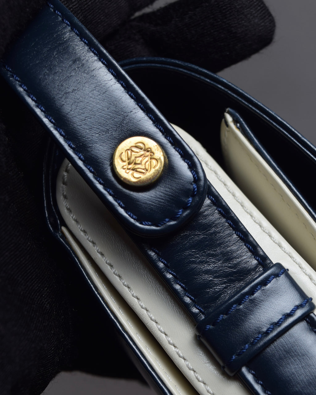 "LOEWE" Anagram logo engraved bicolor leather square bag