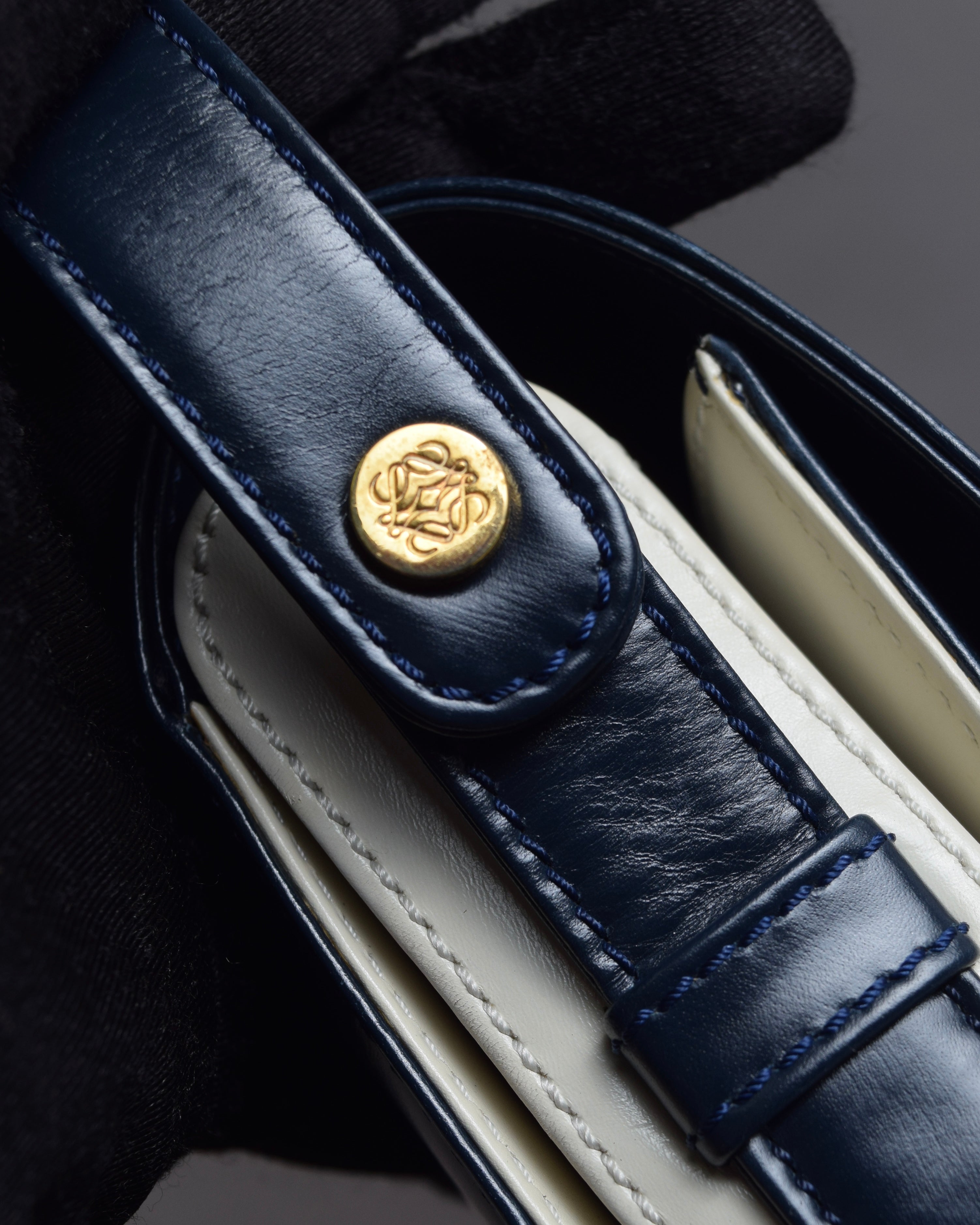 "LOEWE" Anagram logo engraved bicolor leather square bag