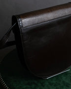 "YVES SAINT LAURENT" Brogue decorative design lizard embossed leather shoulder bag