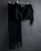 "CHOMBERT" Thick fringe design fur-like long muffler