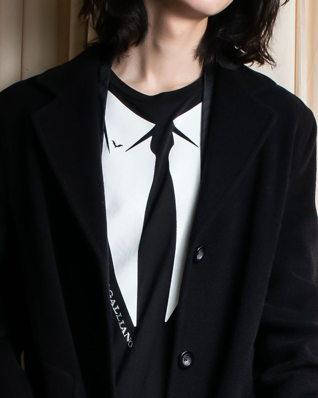 "John Galliano" Tie motif trompe l'oeil design pullover