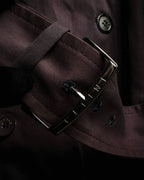 "CELINE" Triomphe button design in plum brown color
 trench coat