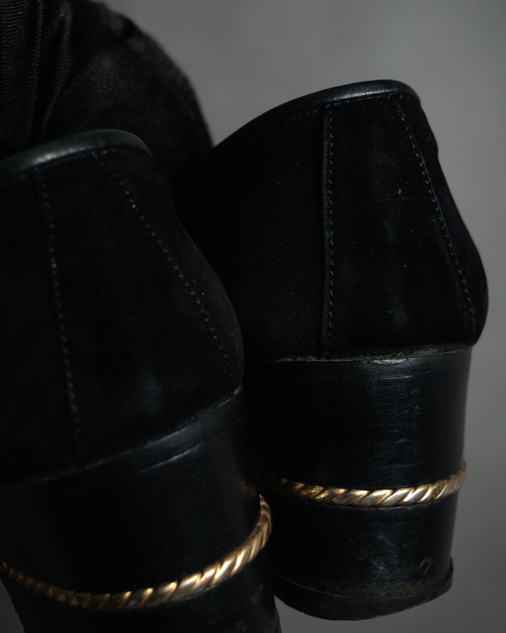 “GUCCI” 90’s-00’s Suede twist horsebit heeled loafers
