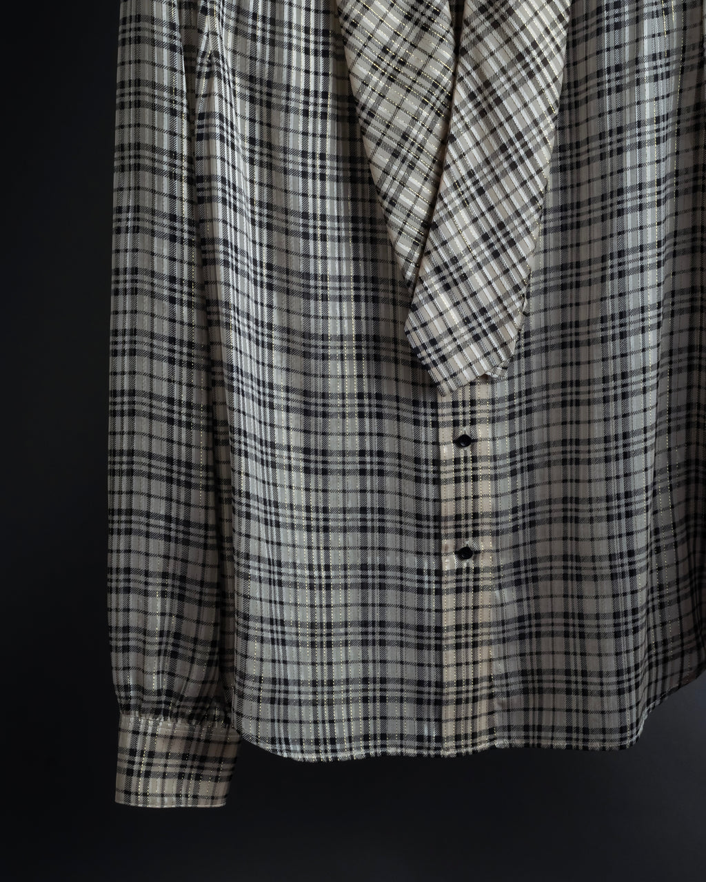 "Saint Laurent" Lame check pattern bow tie shirt
