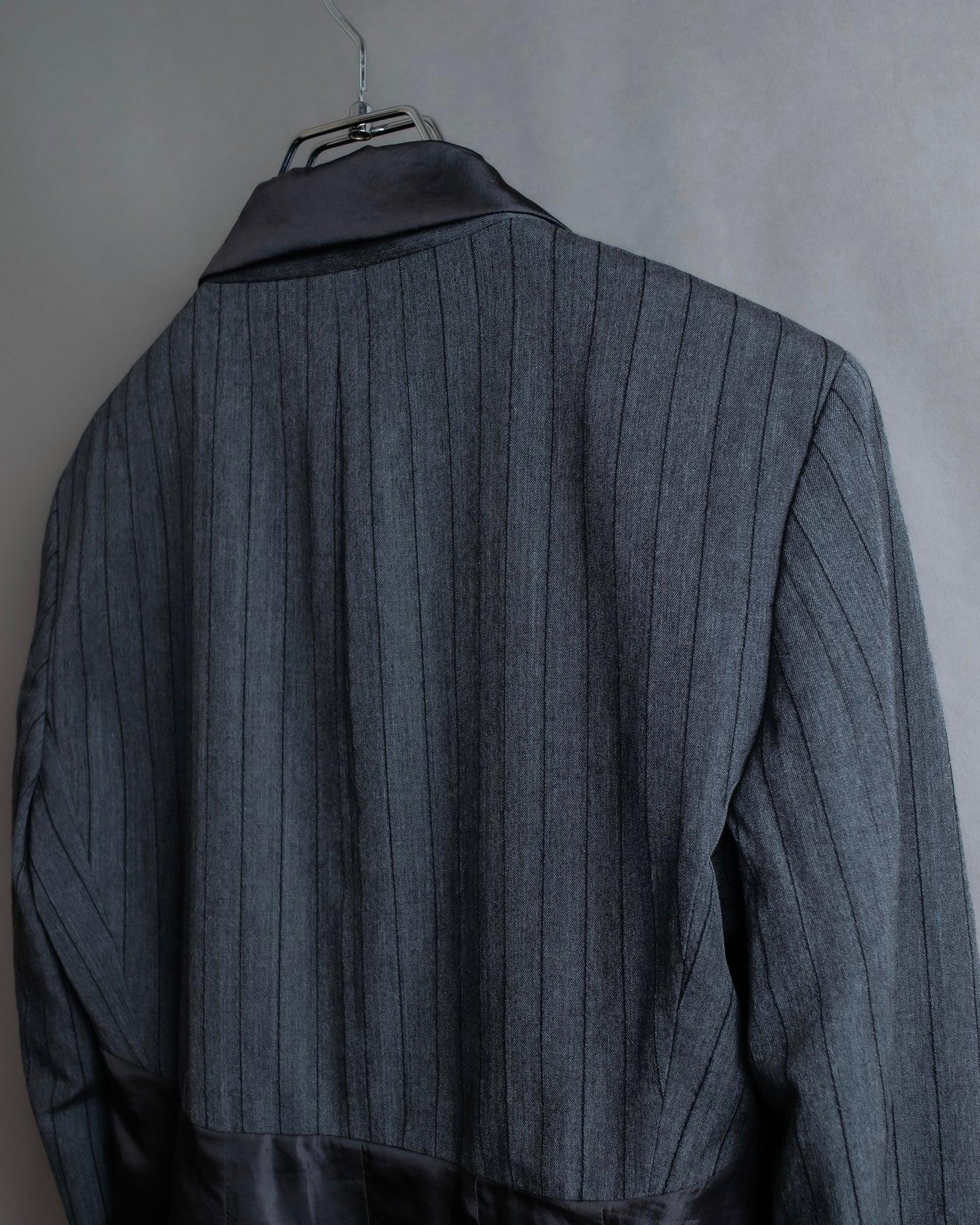 "ISSEY MIYAKE" Different material switching design shape pattern tailored jacket