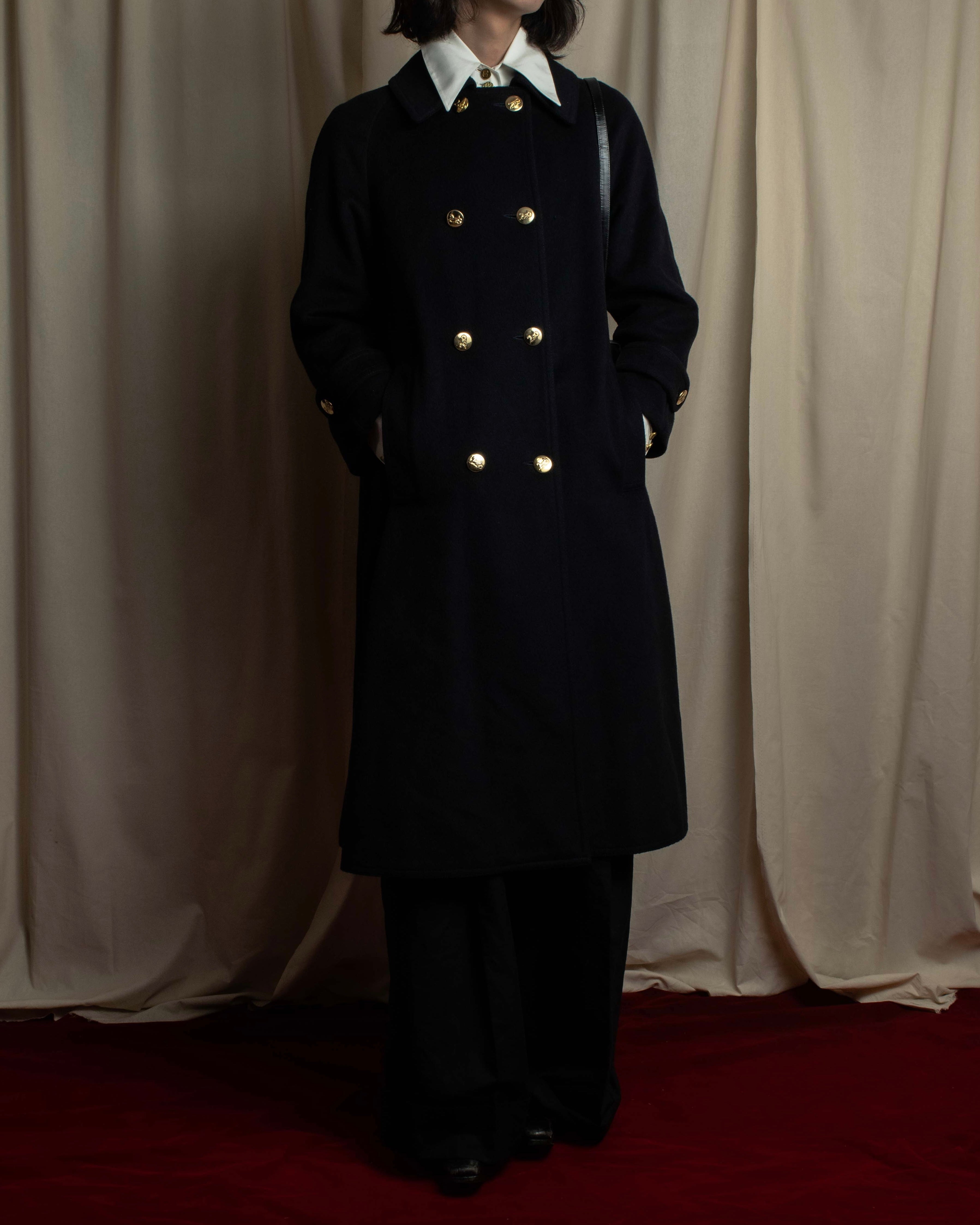 美品 超希少 セリーヌ ロングコート トリオンフ金ボタン ダブルチェスターコート CELINE - セリーヌ コート トリオンフ 金ボタン ウール レディース