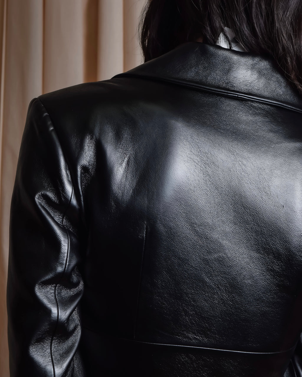 "MATÉRIEL TBILISI" Draped belted synthetic leather long jacket