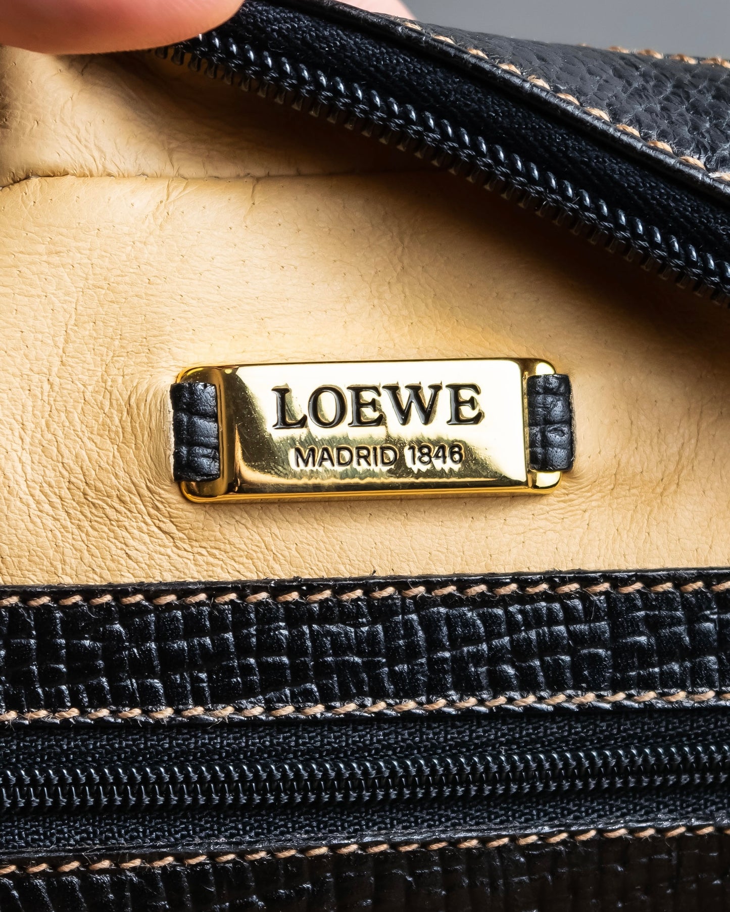 "LOEWE" Embossed leather horizontal one handle bag