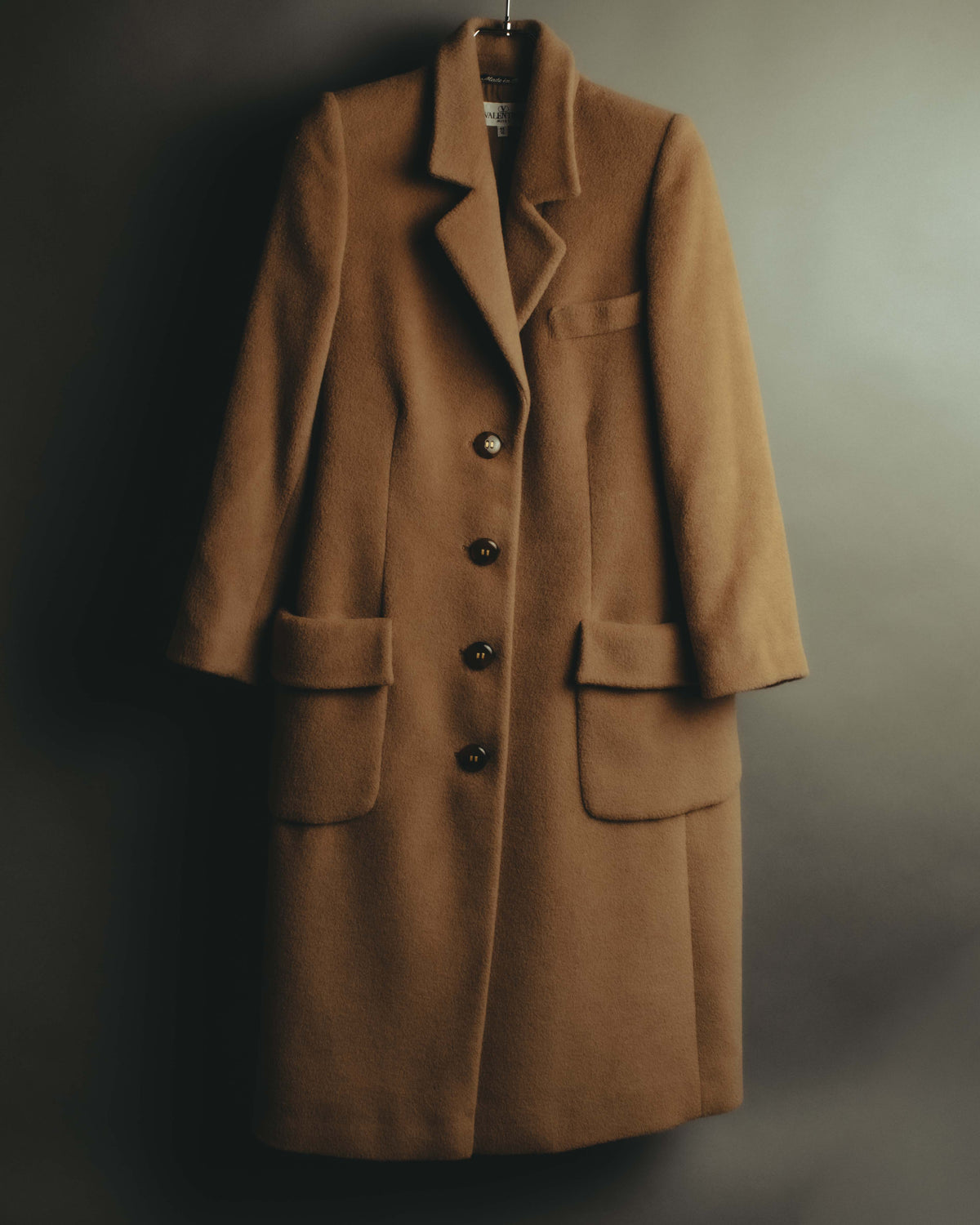 "VALENTINO MISS V" 80's-90's Camel hair single-breasted coat