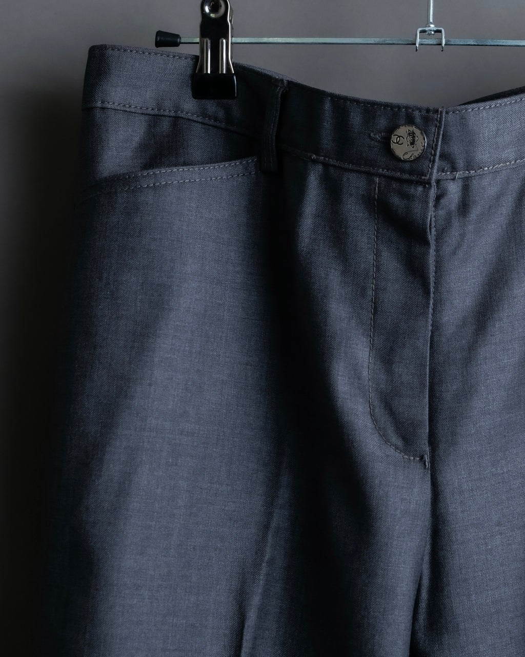 "CHANEL" 100% wool wide tapered slacks