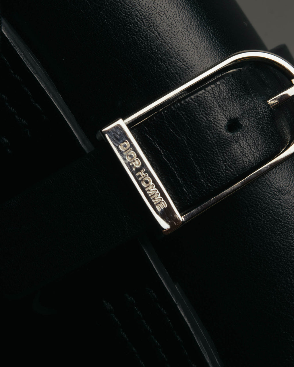 "DIOR HOMME" 00's-10's Black leather wrist cuff