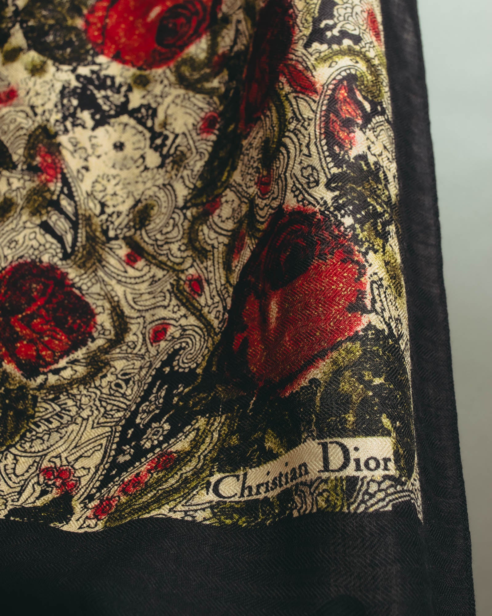"Christian Dior" 80's-90's Floral paisley patterned large scarf
