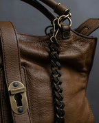 "BURBERRY" Chain design grained full grain leather shoulder bag
