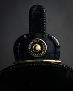 “GUCCI” 80’s box calf interlocking G shoulder bag