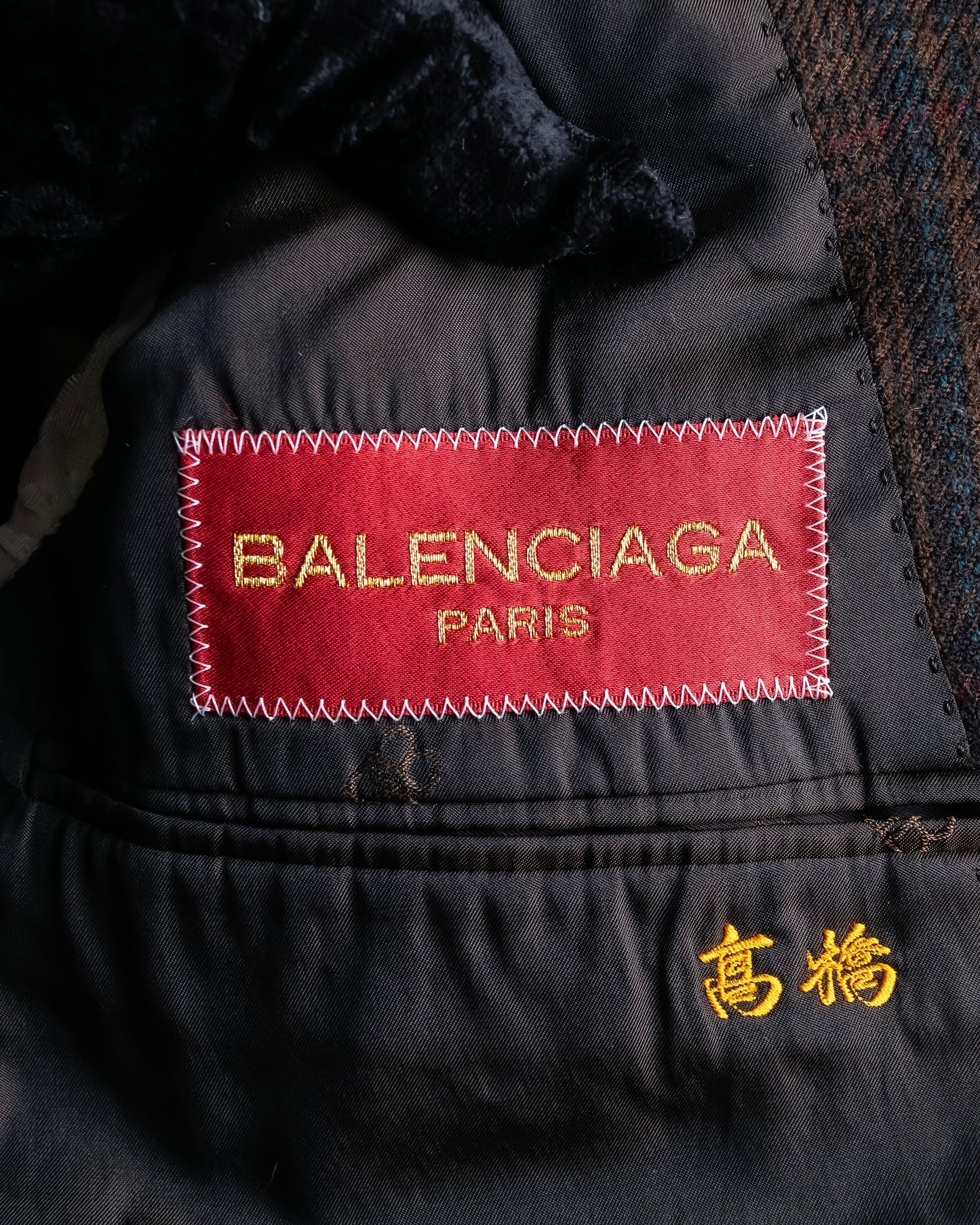 "BALENCIAGA" Checked shoulder pad box silhouette tailored jacket