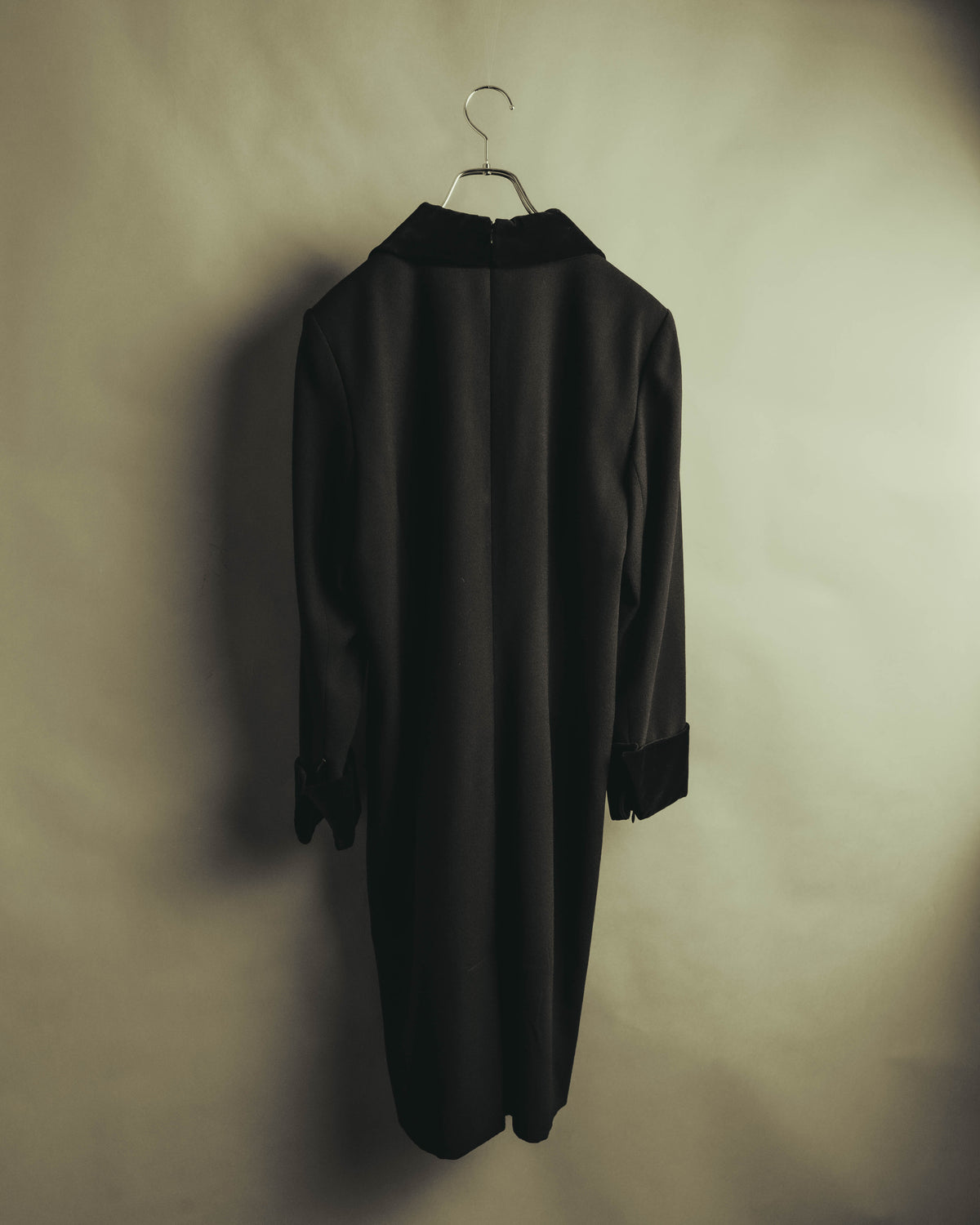 "CELINE" 80's Velvet collar maxi coat dress