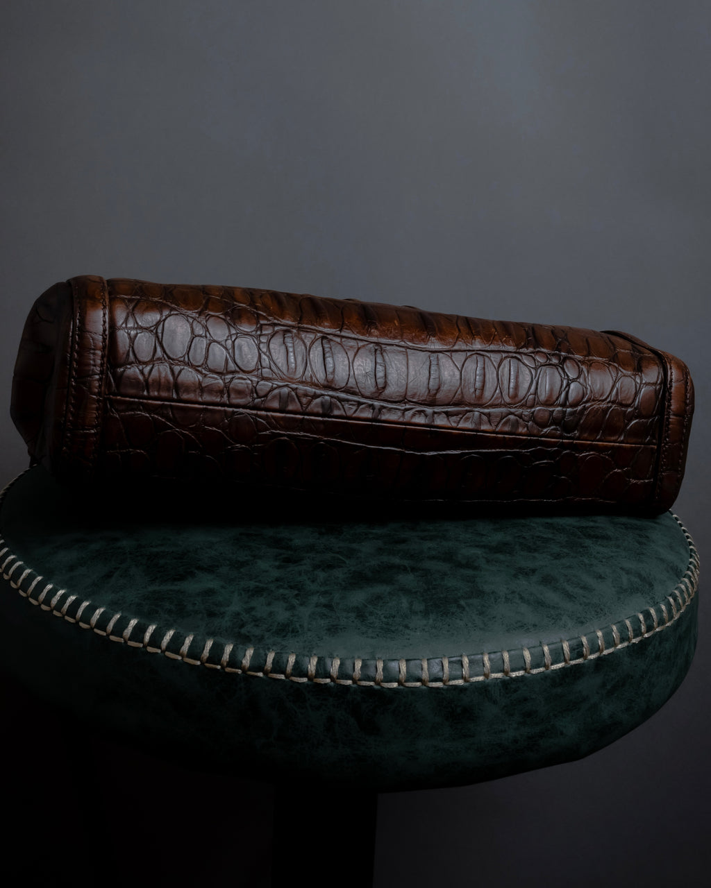 "MIU MIU" Antique design crocodile embossed leather 2way bag