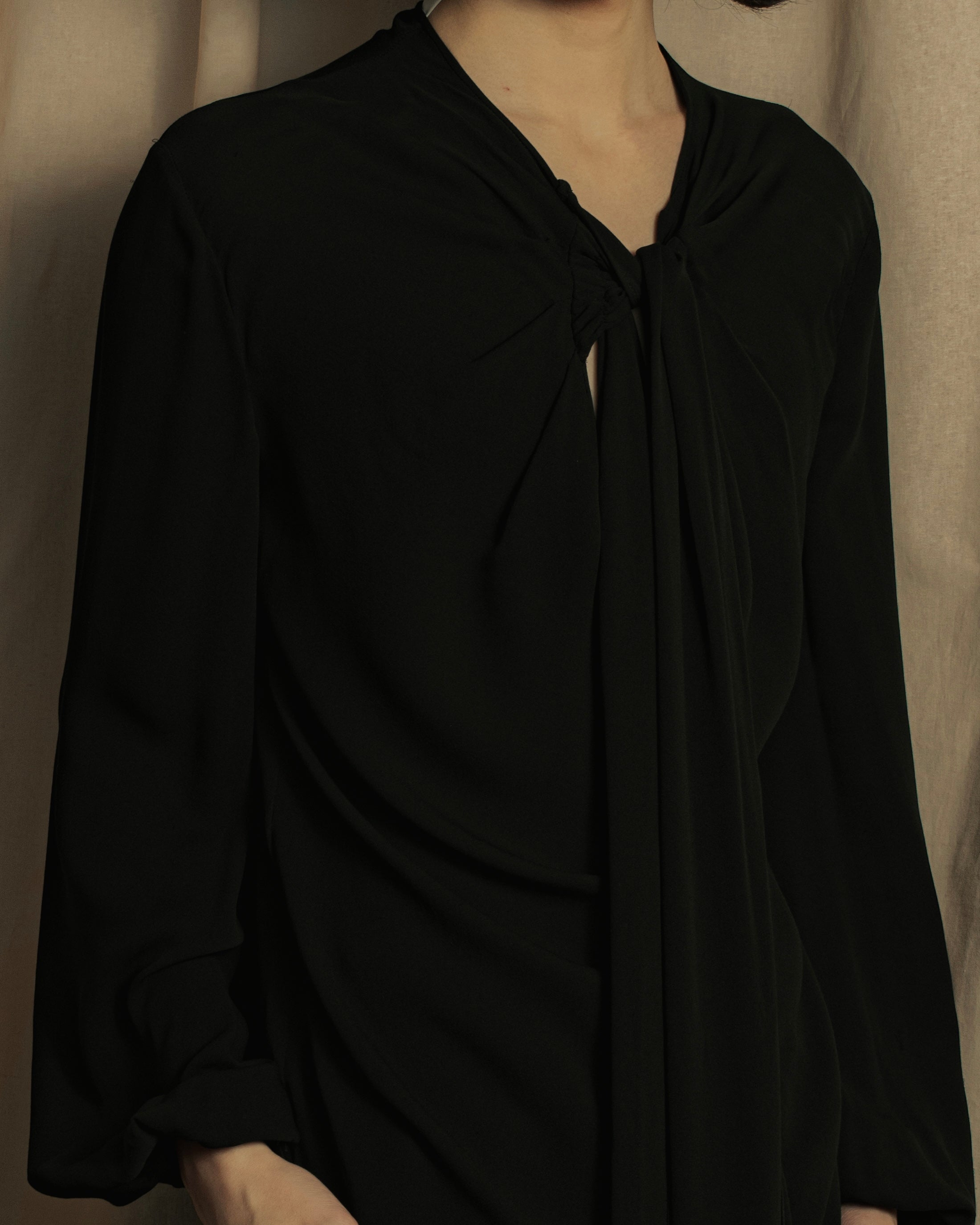 "VALENTINO" 2020-21 Gathered design bow tie skipper silk pullover