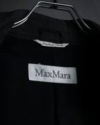 "Max Mara" 90’s-00’s Minimal fly-front stretch sten collar jacket