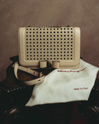 "Salvatore Ferragamo" 2010's-20's Ivory perforated leather chain shoulder bag