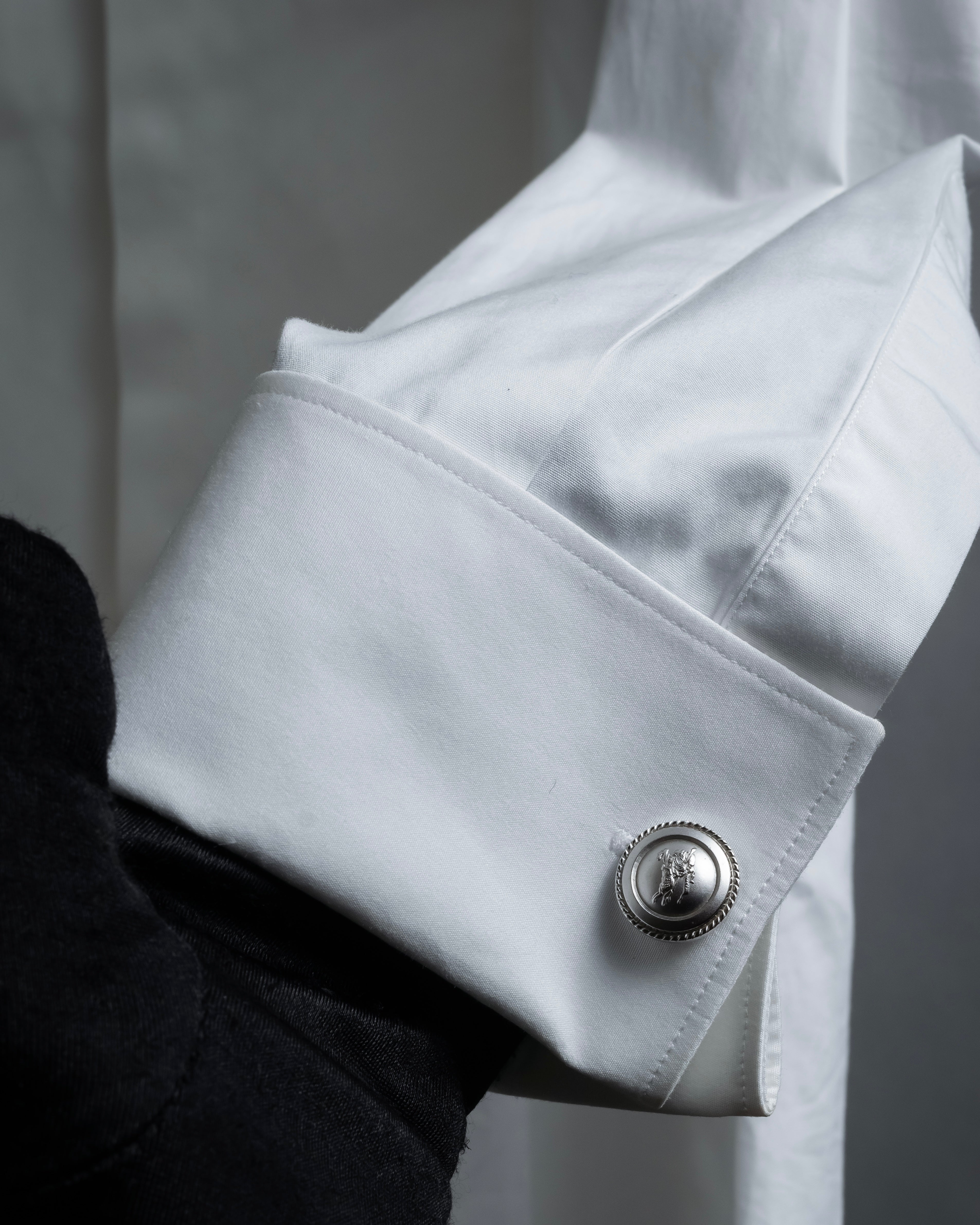 "BURBERRYS" Equestrian Knight engraved silver cufflinks