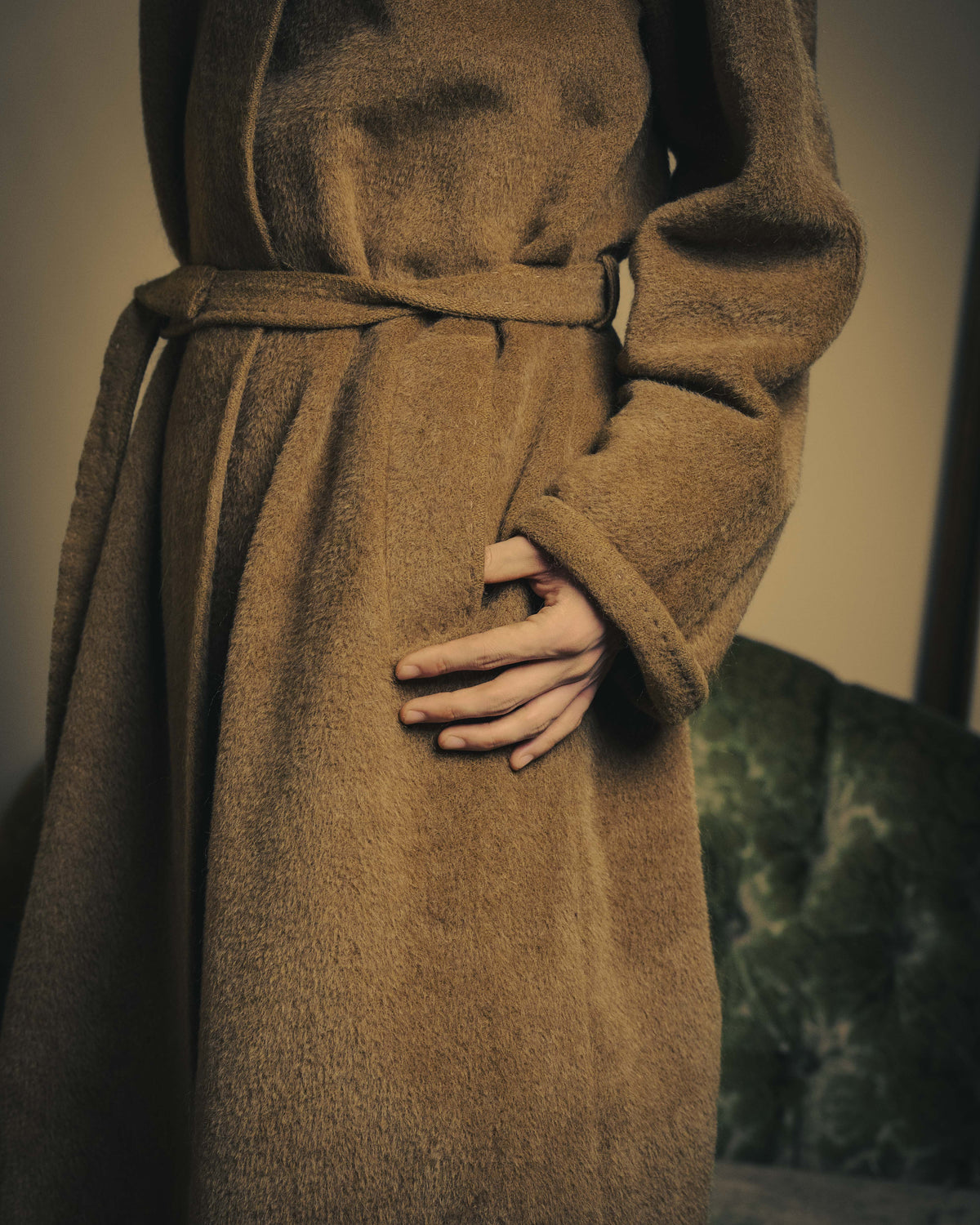 -SPECIAL- “Max Mara” 90’s-00’s Angora blend belted wrap coat